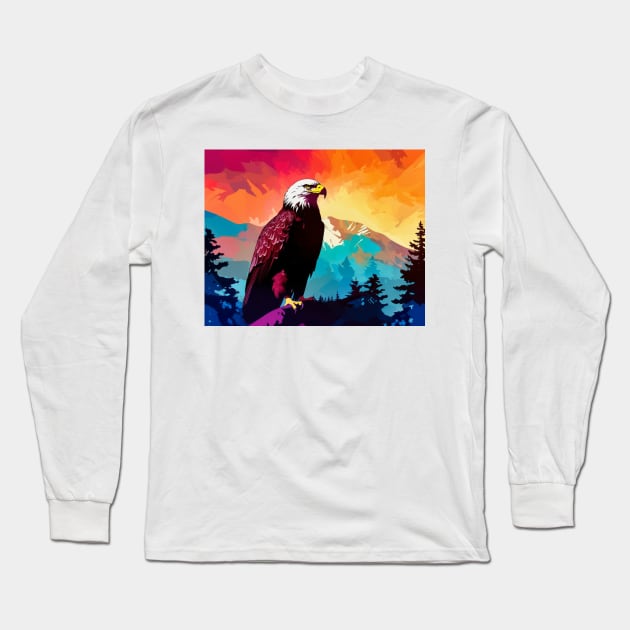 Majestic Eagle Silhouette: Freedom's Colors Long Sleeve T-Shirt by Unboxed Mind of J.A.Y LLC 